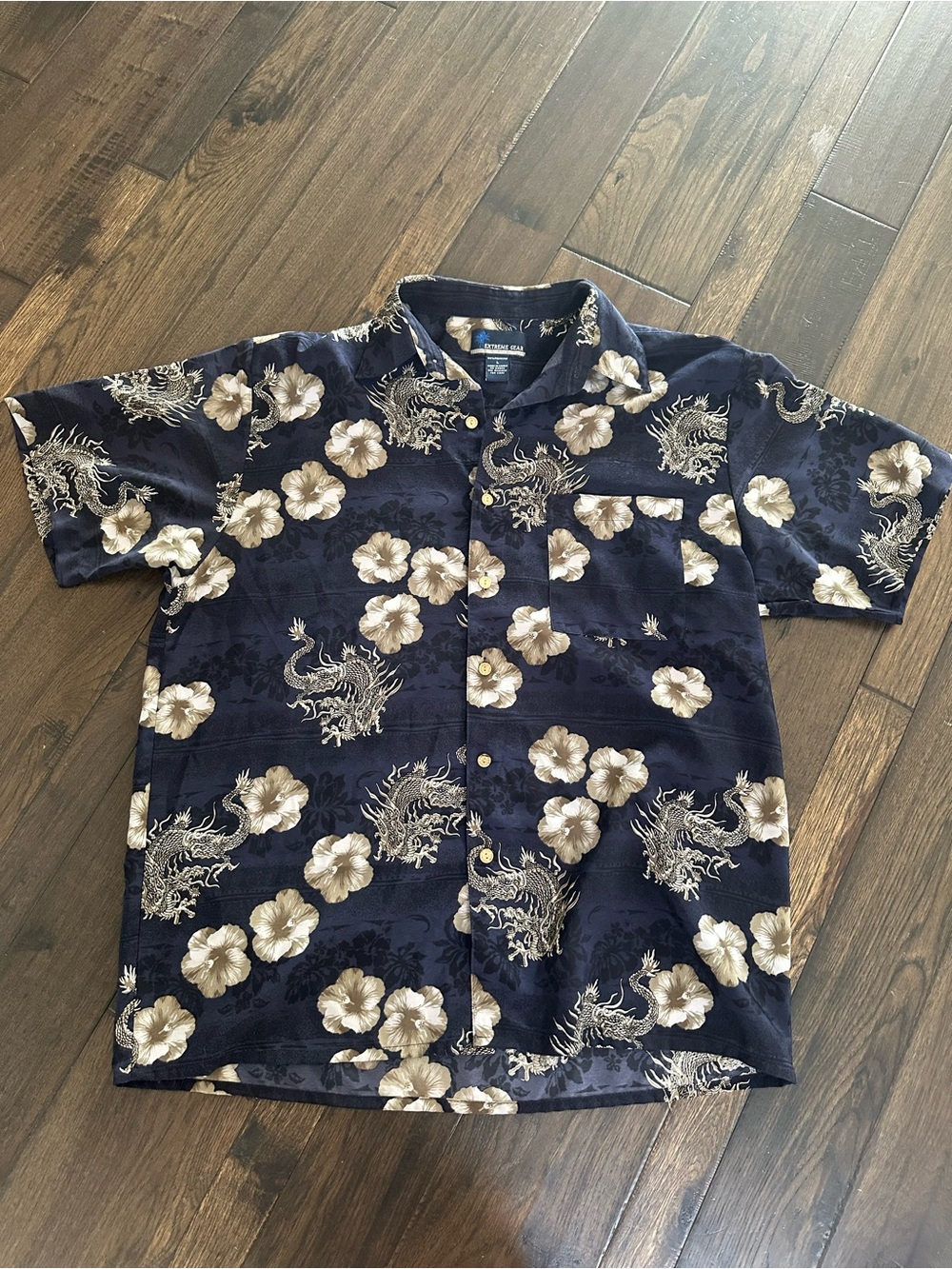 Extreme Gear Dragon & Hibiscus Hawaiian Shirt – Size Large